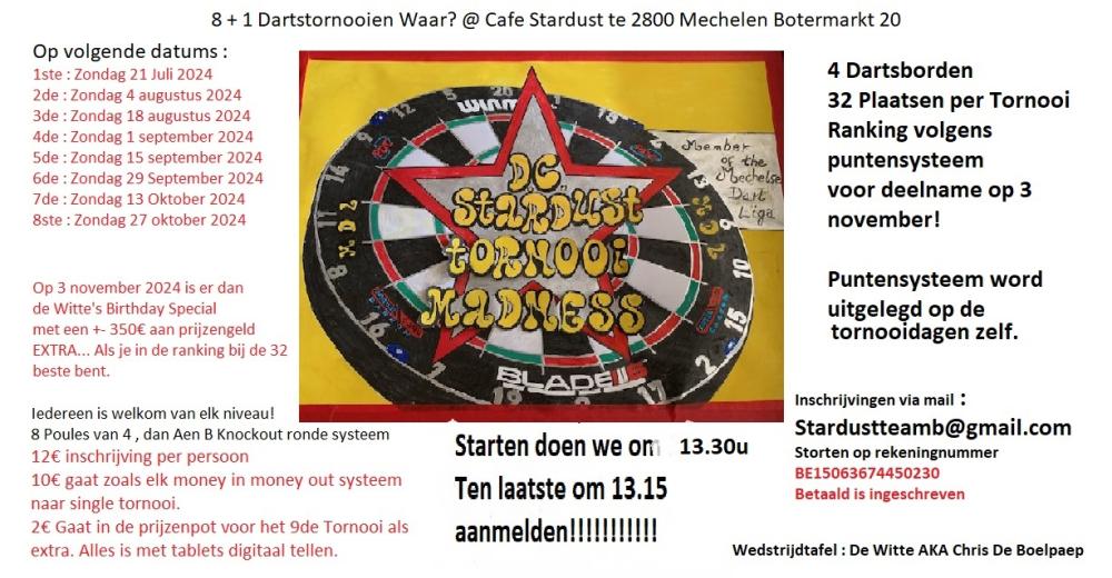 STARDUST TORNOOI MADNESS 6de RANKING TORNOOI