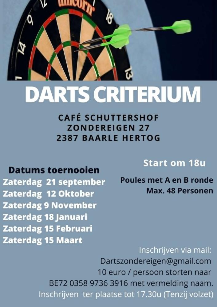 Dartscriterium Zondereigen Speeldag 2