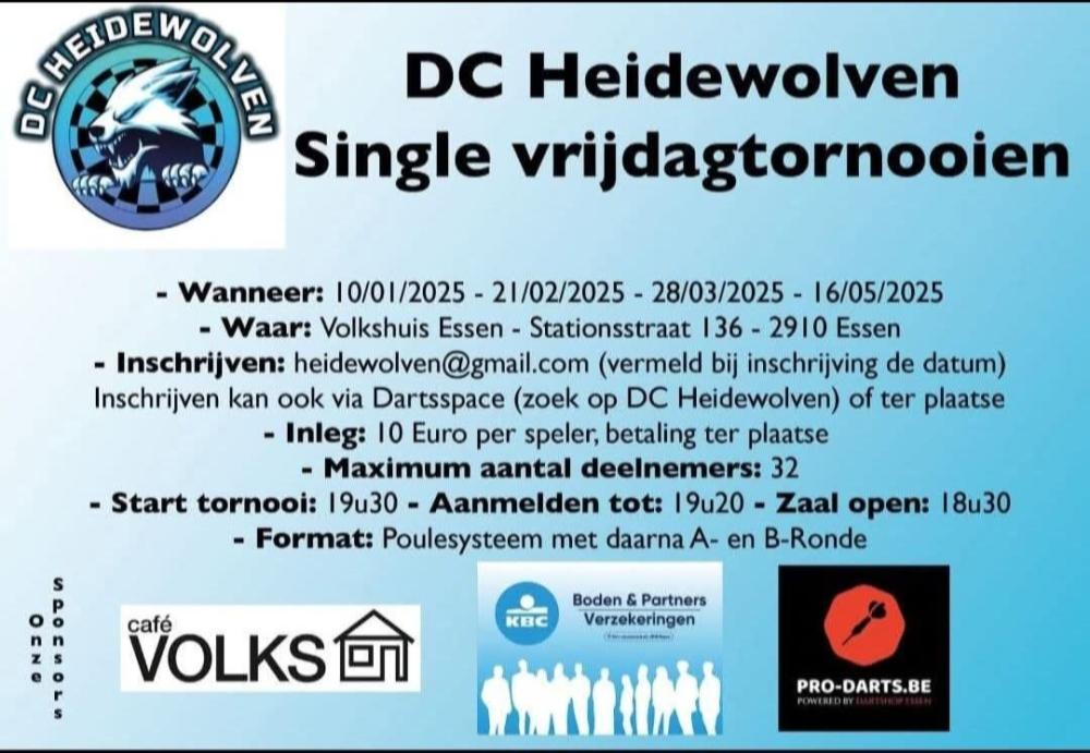 DC Heidewolven Single vrijdag tornooi