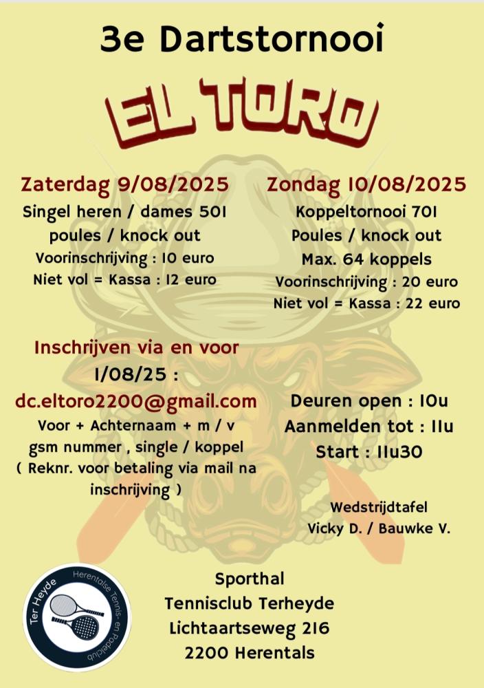 3e dartstoernooi Dc El Toro 