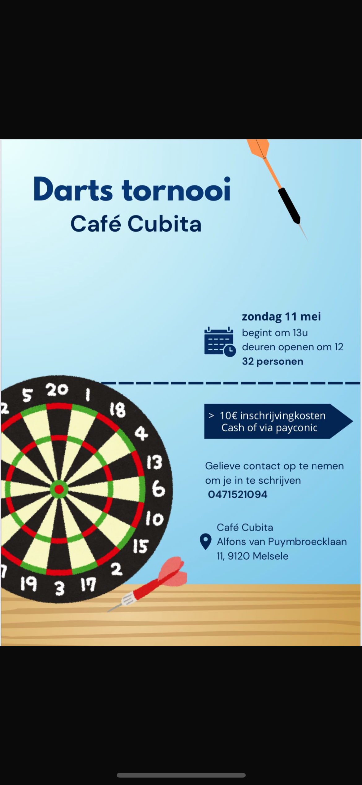 Darts tornooi café cubita