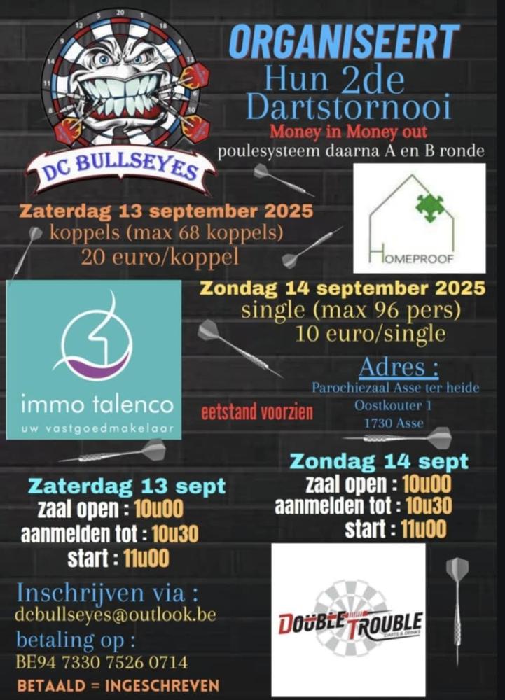 Dartstornooi dc Bullseyes 