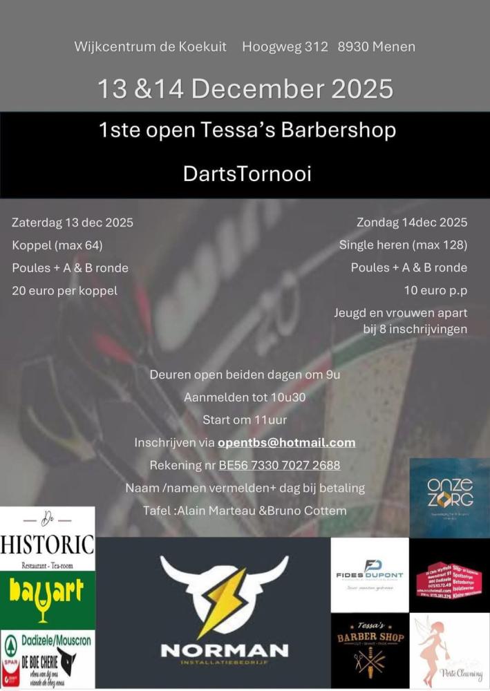 1ste Tessa\\\'s barbershop dartstornooi