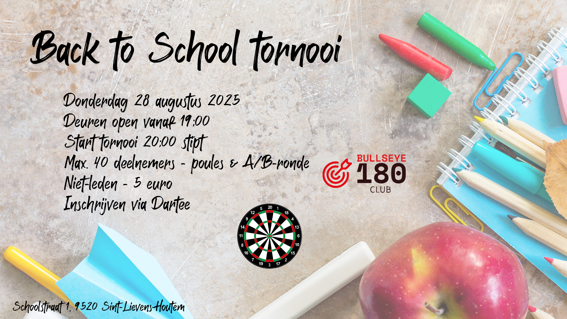 Back to School tornooi - Bullseye 180 Club VZW