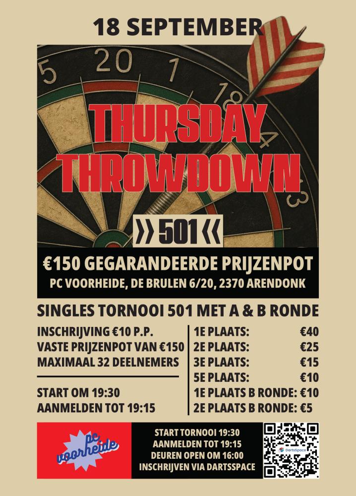 Thursday Throwdown >>501<< €150 Gegarandeerde Prijzenpot
