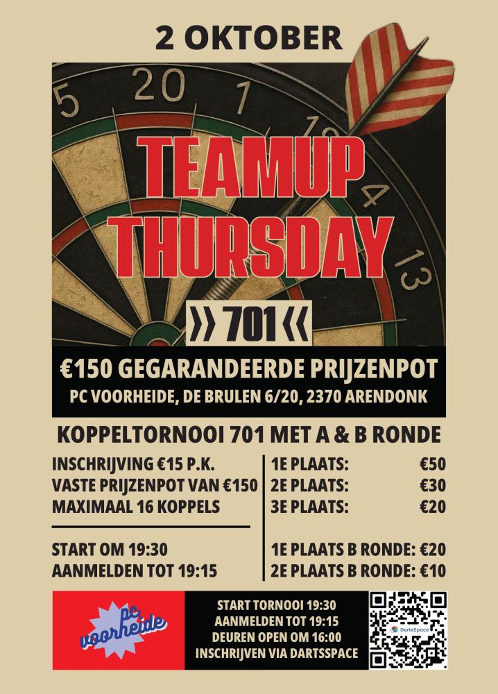 Teamup Thursday >>701<< €150 Gegarandeerde Prijzenpot