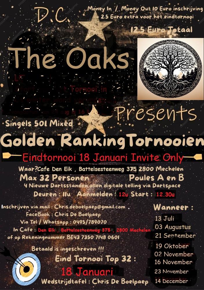 Eind Tornooi  Golden Ranking Tornooi DC The Oaks - Invite Only
