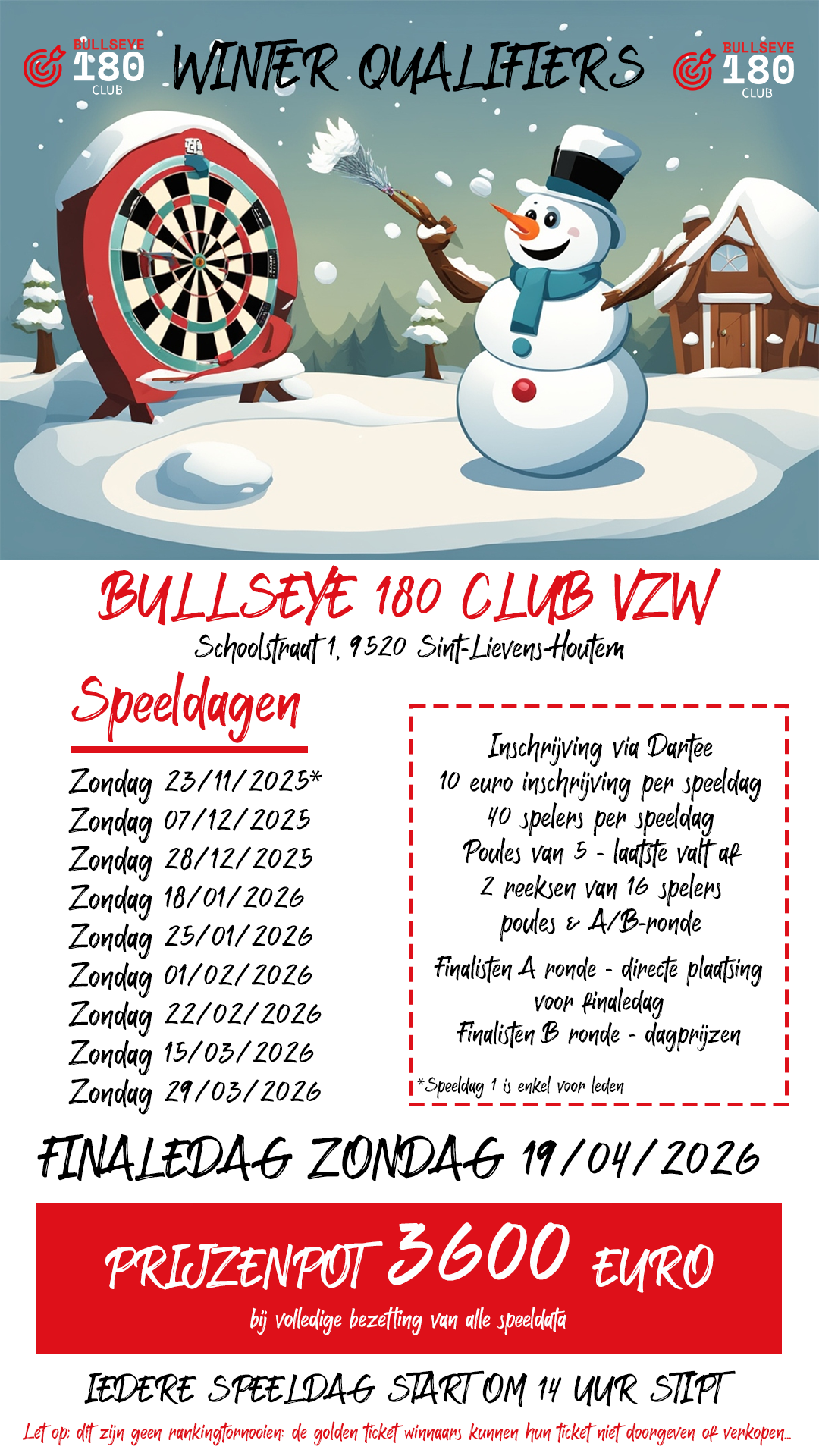 Winter Qualifiers - Speeldag 4 - Bullseye 180 Club VZW