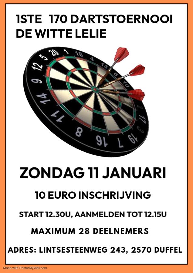 1STE 170 DARTSTOERNOOI DE WITTE LELIE DUFFEL