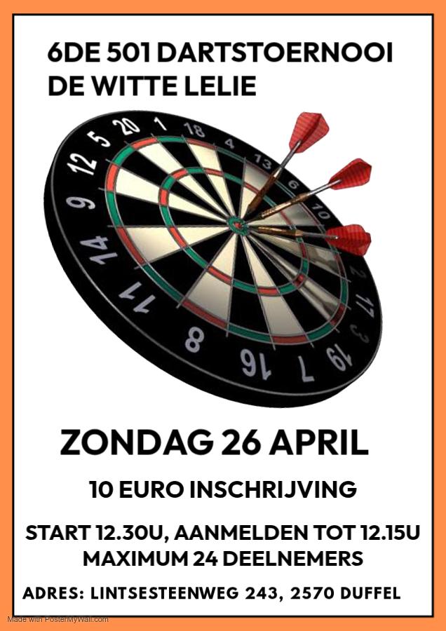 6DE 501 DARTSTOERNOOI DE WITTE LELIE