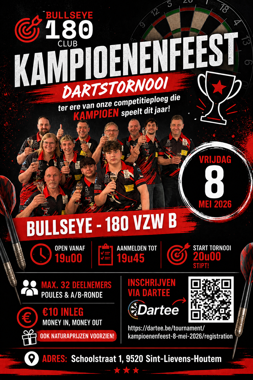 KAMPIOENENFEEST DARTSTORNOOI - Bullseye 180 Club VZW
