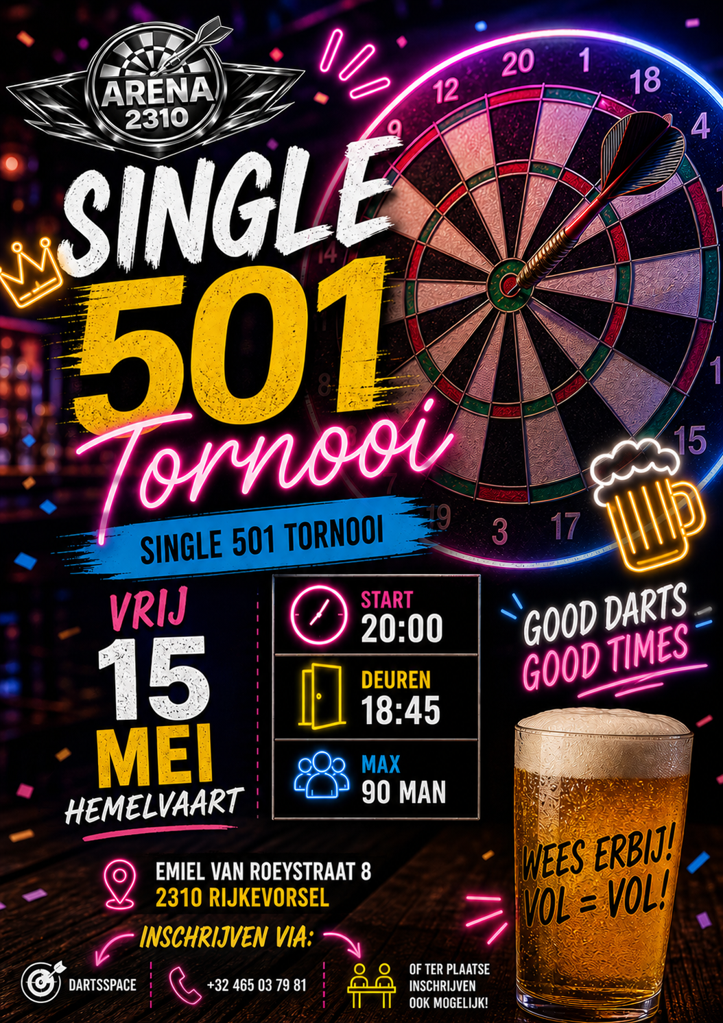Vrij 15 mei Single 501 tornooi