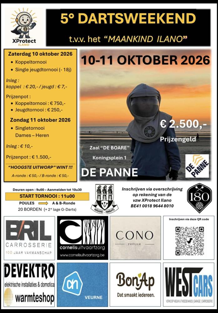 5e Dartsweekend tvv maankindje Ilano