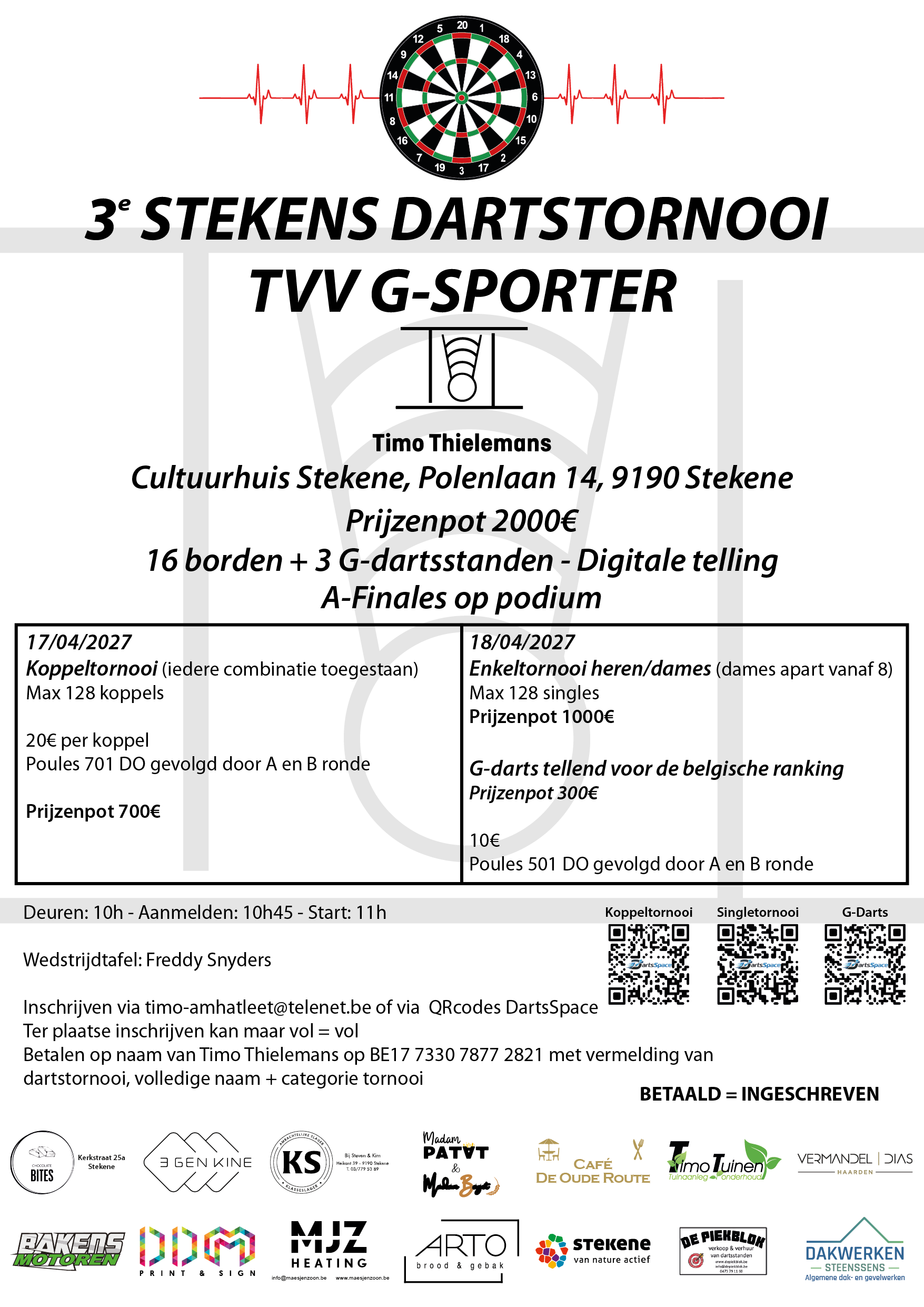 3e Stekens Dartstornooi Tvv G-Atleet Timo Thielemans G-Darts
