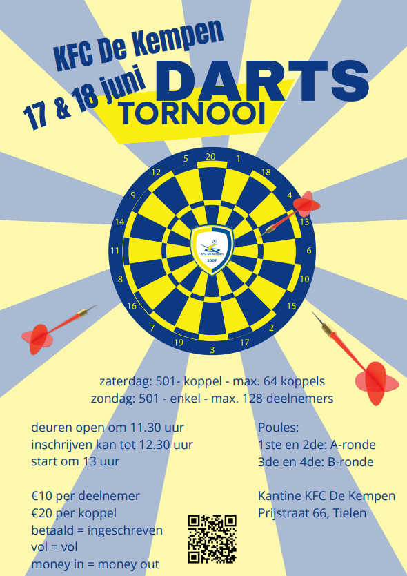 1ste KFC De Kempen DARTS Dartstornooien.be