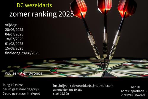 zomer ranking dc wezeldarts 